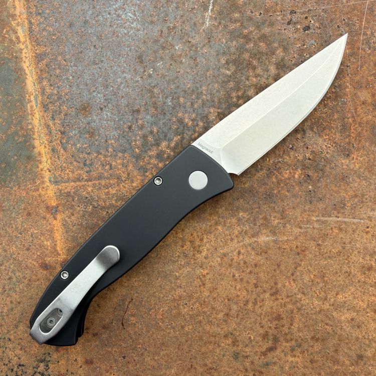 Pro-Tech Brend Classic Auto Knife - Black Aluminum - Drop Point Stonewash CPM MagnaCut Blade
